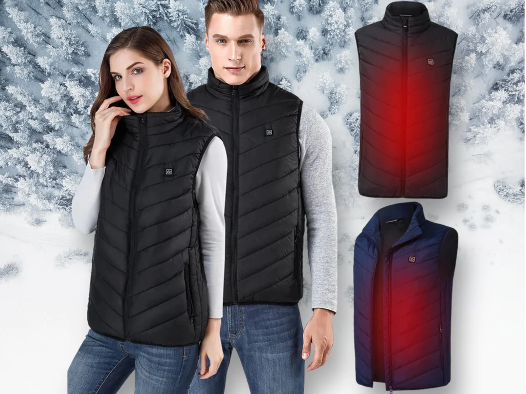 lady and guy wearing Flamevest Jacket in snow