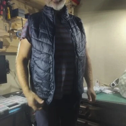old guy poses wearing Flamevest Jacket